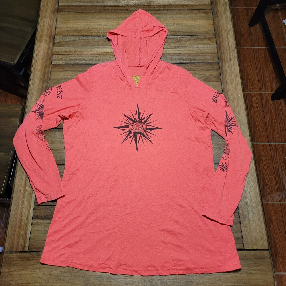 Seven7 Luxe Hoodie Tee LS Orange Graphic - Size 18/20